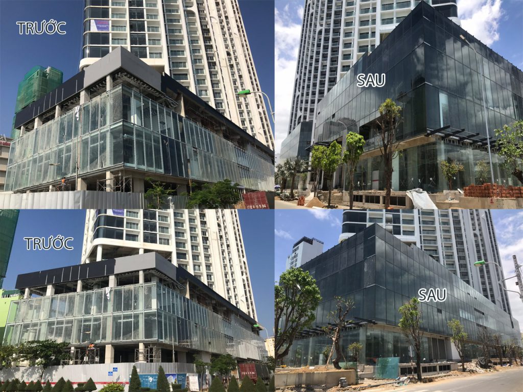 Tòa nhà trước và sau khi thi công phim cách nhiệt Anygard GR - CL19